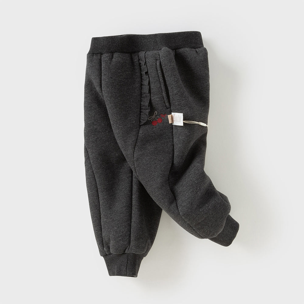 Dave&Bella Toddler Girls Casual Plush-lined Drawstring Loose Sweatpants