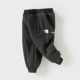 Dave&Bella Toddler Girls Casual Plush-lined Drawstring Loose Sweatpants