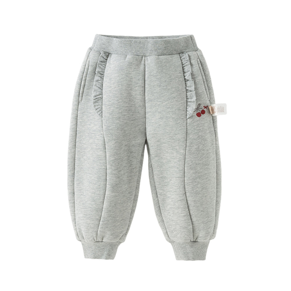 Dave&Bella Toddler Girls Casual Plush-lined Drawstring Loose Sweatpants