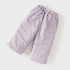 Dave&Bella Kids Girls Winter Casual Grey Purple/Black Windproof Straight-leg Down Pants