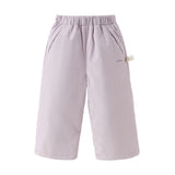 Dave&Bella Kids Girls Winter Casual Grey Purple/Black Windproof Straight-leg Down Pants
