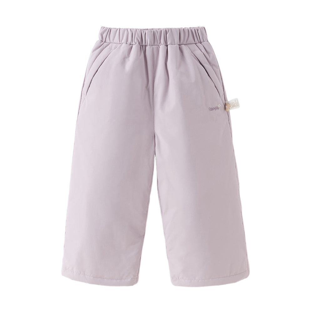 Dave&Bella Kids Girls Winter Casual Grey Purple/Black Windproof Straight-leg Down Pants