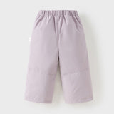 Dave&Bella Kids Girls Winter Casual Grey Purple/Black Windproof Straight-leg Down Pants