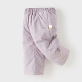 Dave&Bella Kids Girls Winter Casual Grey Purple/Black Windproof Straight-leg Down Pants