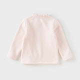 Dave&Bella Toddler Girls Adorable Pink/White Lace Collar T-shirts Tops