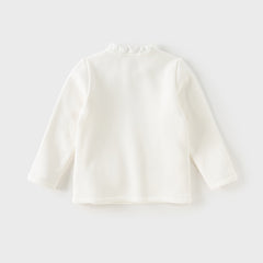 Dave&Bella Toddler Girls Winter Adorable Pink/White Lace Collar T-shirts Tops