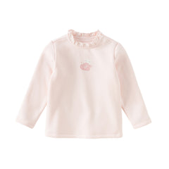 Dave&Bella Toddler Girls Winter Adorable Pink/White Lace Collar T-shirts Tops
