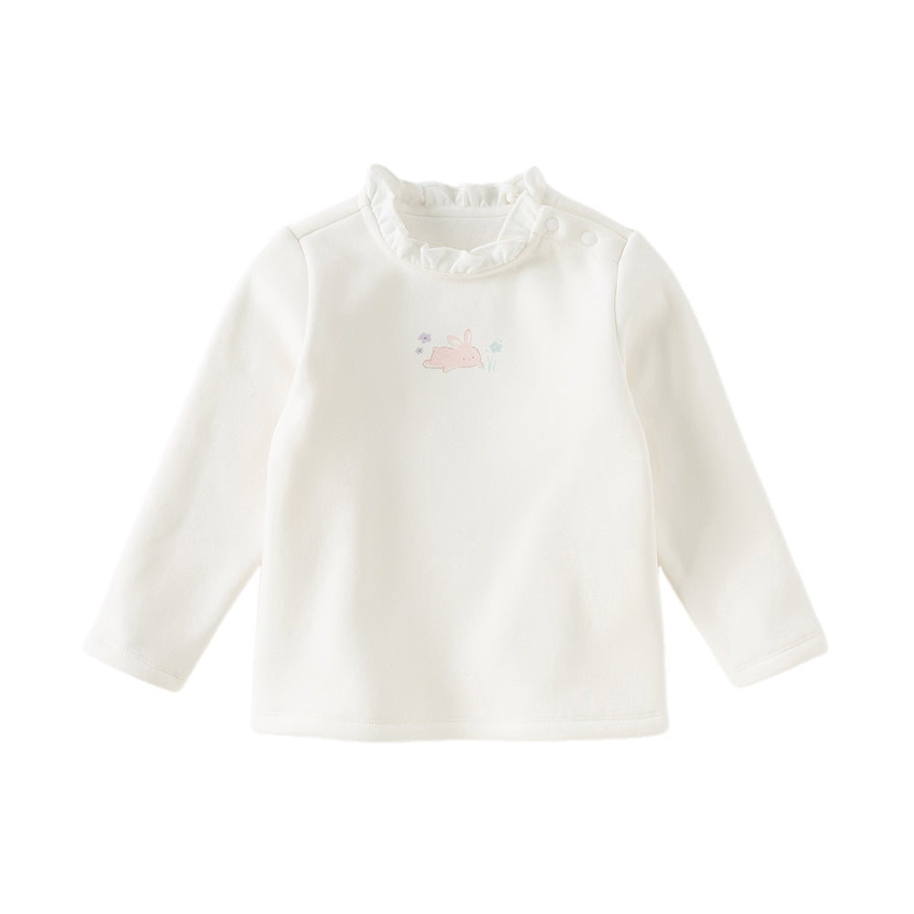 Dave&Bella Toddler Girls Winter Adorable Pink/White Lace Collar T-shirts Tops