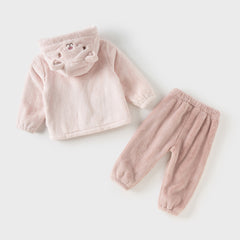 Dave&Bella Toddler Girls/Boys Winter Cute Animal Style Hooded Plush Pajamas Set