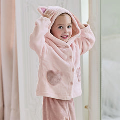 Dave&Bella Toddler Girls/Boys Winter Cute Animal Style Hooded Plush Pajamas Set