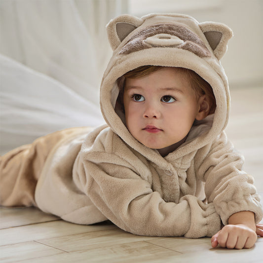Dave&Bella Toddler Girls/Boys Winter Cute Animal Style Hooded Plush Pajamas Set