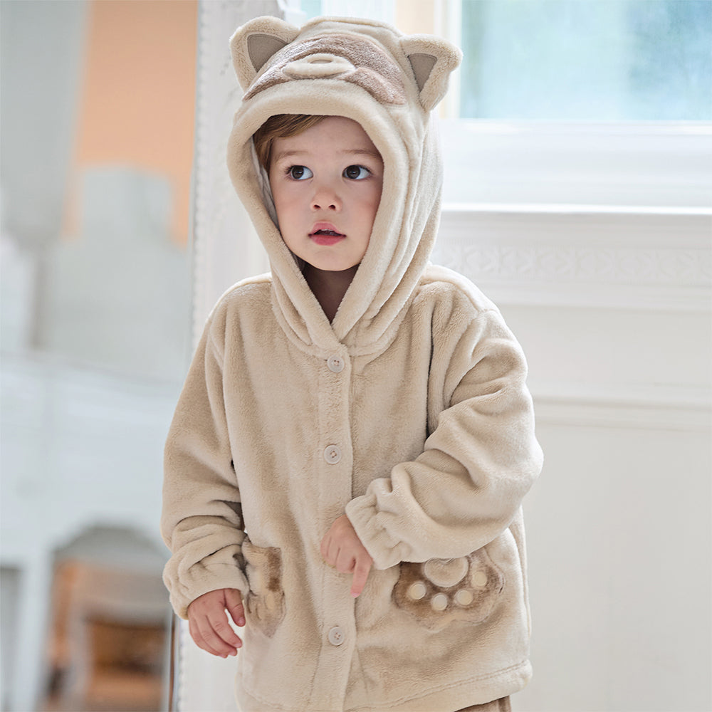 Dave&Bella Toddler Girls/Boys Cute Animal Style Hooded Plush Pajamas