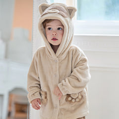 Dave&Bella Toddler Girls/Boys Winter Cute Animal Style Hooded Plush Pajamas Set