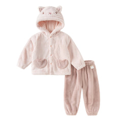 Dave&Bella Toddler Girls/Boys Winter Cute Animal Style Hooded Plush Pajamas Set