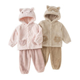 Dave&Bella Toddler Girls/Boys Cute Animal Style Hooded Plush Pajamas