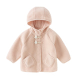 Dave&Bella Toddler Girls Charming Pink Outwear Soft Plush-lined Hooded Coats