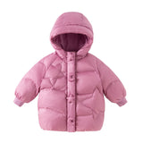 Dave&Bella Toddler Girls Winter Purple-pink Windproof Hooded Mid-length Down Coats