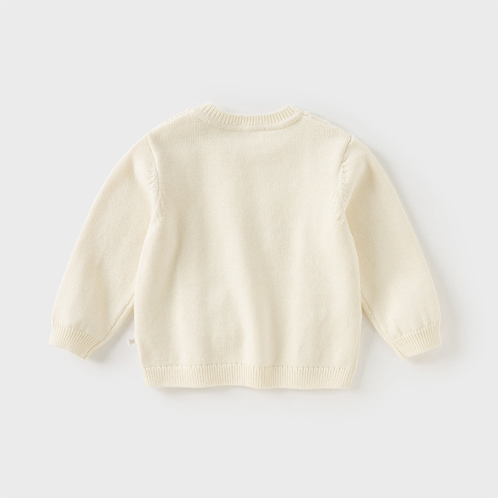 Dave&Bella Toddler Girls/Boys Versatile Beige Cotton Cozy Pullover Sweaters