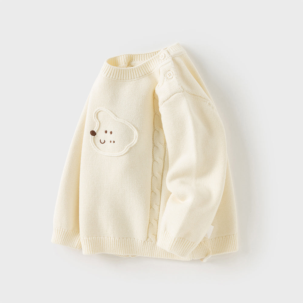 Dave&Bella Toddler Girls/Boys Versatile Beige Cotton Cozy Pullover Sweaters