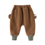 Dave&Bella Toddler Girls/Boys Pink/Brown Cute Loose Fleece Pants