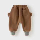 Dave&Bella Toddler Girls/Boys Pink/Brown Cute Loose Fleece Pants