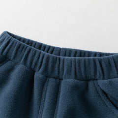 Dave&Bella Toddler Boys Casual Navy Blue Warm Plush-lined Drawstring Loose Pants