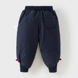 Dave&Bella Toddler Boys Winter Chinese-style Navy Blue Cozy Loose Down Pants