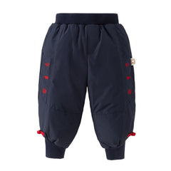 Dave&Bella Toddler Boys Winter Chinese-style Navy Blue Cozy Loose Down Pants