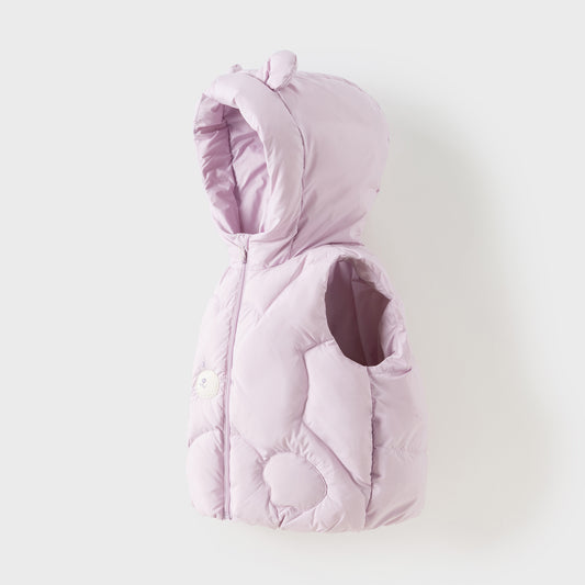 Dave&Bella Toddler Girls/Boys Winter Outdoor Windproof White Duck Down Hooded Vests