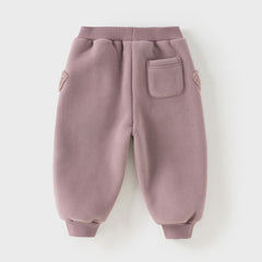 Dave&Bella Toddler Girls/Boys Winter Versatile Adjustable Waistband Plush-lined Sweatpants