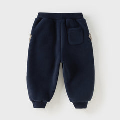 Dave&Bella Toddler Girls/Boys Winter Versatile Adjustable Waistband Plush-lined Sweatpants