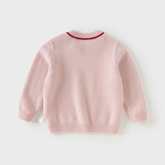 Dave&Bella Kids Girls Elegant Long-sleeved Versatile Pullover Pure Cashmere Sweater Tops