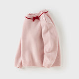 Dave&Bella Kids Girls Elegant Pink/Beige Versatile Pullover Soft Pure Cashmere Sweaters