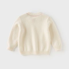 Dave&Bella Kids Girls Elegant Long-sleeved Versatile Pullover Pure Cashmere Sweater Tops