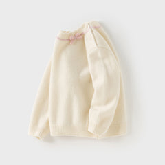 Dave&Bella Kids Girls Elegant Long-sleeved Versatile Pullover Pure Cashmere Sweater Tops