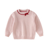 Dave&Bella Kids Girls Elegant Pink/Beige Versatile Pullover Soft Pure Cashmere Sweaters