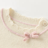 Dave&Bella Kids Girls Elegant Pink/Beige Versatile Pullover Soft Pure Cashmere Sweaters