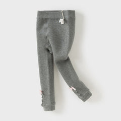 Dave&Bella Kids Girls Beige/Grey Plush-lined Warm Footless Tights Leggings