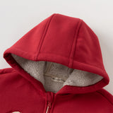 Dave&Bella Toddler Boys Festival Red Long-sleeved Hooded Outwear Plush-lined Coats