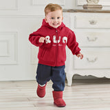 Dave&Bella Toddler Boys Festival Red Long-sleeved Hooded Outwear Plush-lined Coats