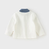 Dave&Bella Toddler Boys Gentle White Turtle Long Sleeve T-shirts Tops