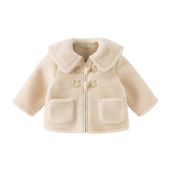Dave&Bella Toddler Girls Sweet Beige Outwear Long-sleeved Padded Coats
