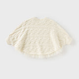 Dave&Bella Kids Girls Elegant Pearl White Cape-style Knit Pullover Sweaters Tops