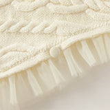 Dave&Bella Kids Girls Elegant Pearl White Cape-style Knit Pullover Sweaters Tops
