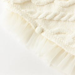 Dave&Bella Kids Girls Winter Elegant Pearl White Cape-style Knit Pullover Sweaters Tops