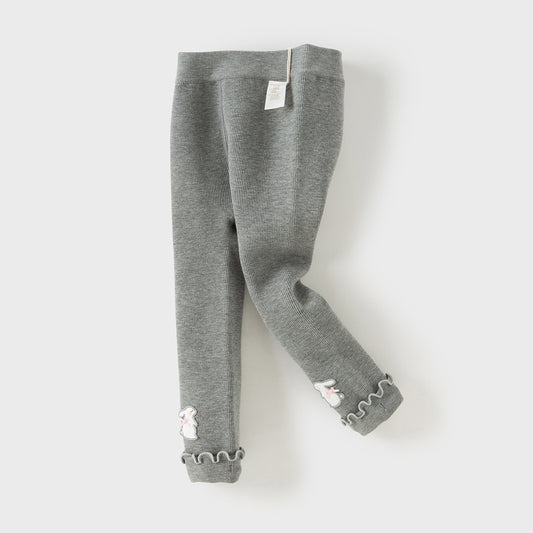 Dave&Bella Toddler Girls Grey/Black Cozy Plush-lined Daily Tights Leggings