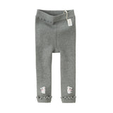Dave&Bella Toddler Girls Grey/Black Cozy Plush-lined Daily Leggings