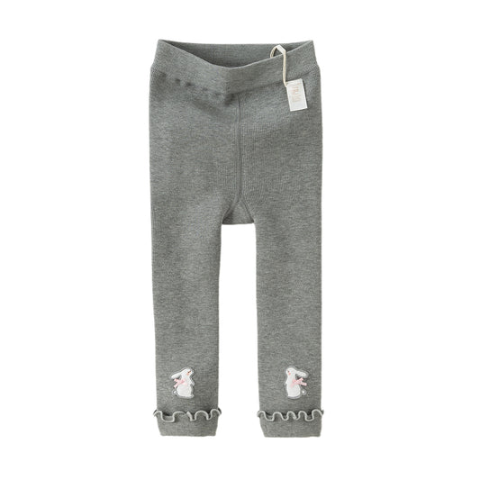 Dave&Bella Toddler Girls Grey/Black Cozy Plush-lined Daily Tights Leggings