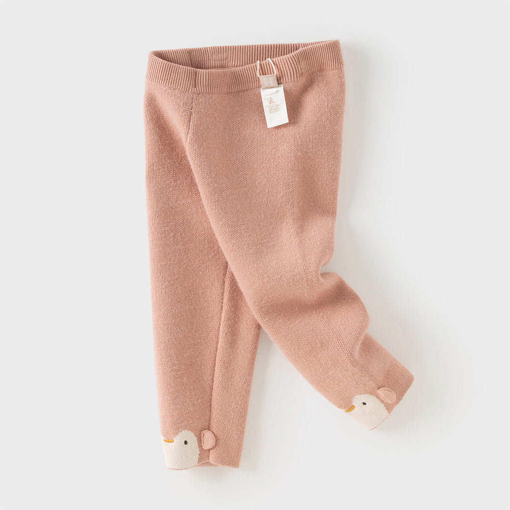 Dave&Bella Toddler Girls Sweet Pink/Grey Slim Soft Plush-lined Leggings