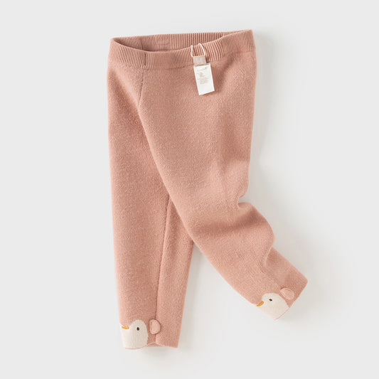 Dave&Bella Toddler Girls Sweet Pink/Grey Slim Soft Plush-lined Leggings